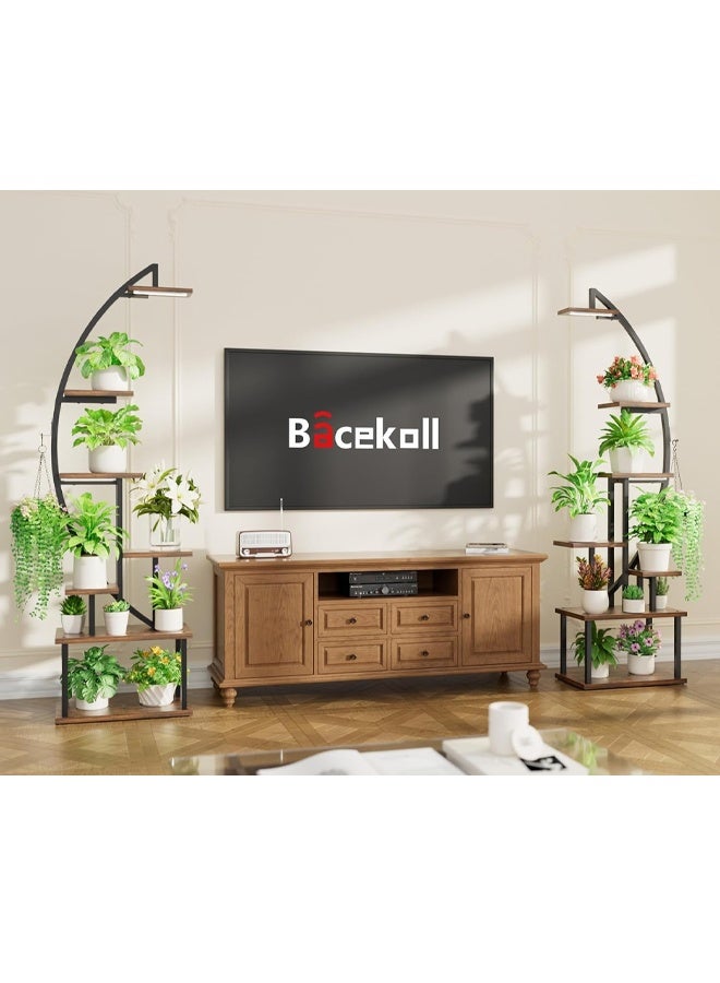 إن كي أكس حامل زهور مع أرفف لغرفة المعيشة وشرفة من الأرض إلى الأرض ورف من الحديد المطاوع مع حامل متعدد الطبقات لأصيص الزهور للزراعة - Image 4