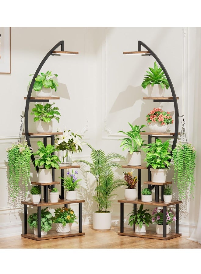 إن كي أكس حامل زهور مع أرفف لغرفة المعيشة وشرفة من الأرض إلى الأرض ورف من الحديد المطاوع مع حامل متعدد الطبقات لأصيص الزهور للزراعة - Image 2