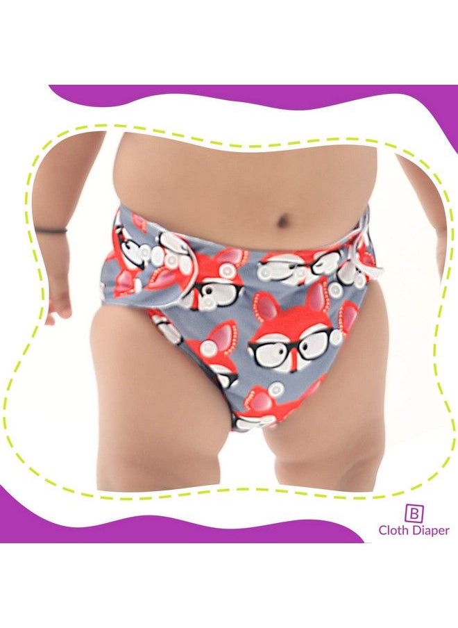 BEMBIKA - Cloth Polyester Diapers For Babies Washable Reusable Adjustable Sizes No Inserts Included (Grey Fox + Rockstar 02 Years) Combo Pack Of 2 - Image 1