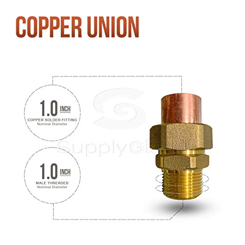 SUPPLYGIANT Supply Giant DDNV0001 1" No Lead Copper Union Fitting with Sweat to Male Threaded Connects - Image 4