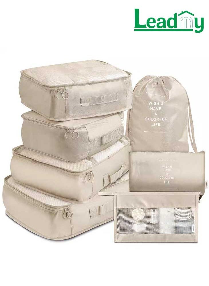 LeadMy Packing Cubes Set 7-Piece Travel Organizer Bags with Lightweight Storage for Clothes Shoes Toiletries – Perfect Luggage Organizer for Suitcase, Carry On Vacation Trips - Image 1