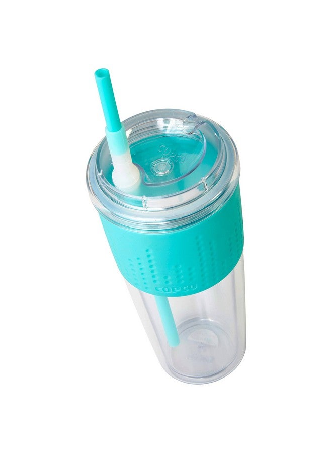 كوبكو كوب كوبكو لوك-أن-رول تريتيان مزدوج الجدار مقاوم للانسكاب مع غطاء ناعم الملمس وقشة قابلة للطي حاصلة على براءة اختراع، 20 أونصة، أزرق مخضر - Image 2