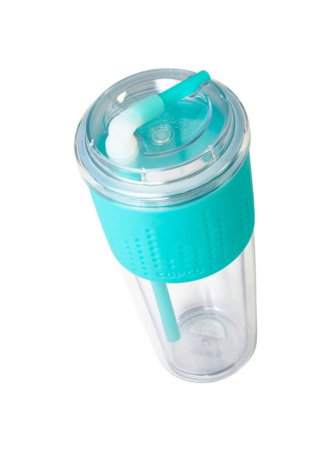 كوبكو كوب كوبكو لوك-أن-رول تريتيان مزدوج الجدار مقاوم للانسكاب مع غطاء ناعم الملمس وقشة قابلة للطي حاصلة على براءة اختراع، 20 أونصة، أزرق مخضر - Image 3