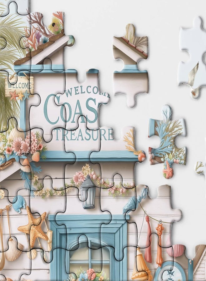 BBOLDIN Beach Cottage Scene for Adults 1000 Piece, Ocean Seaside Cabin Jigsaw Puzzle, Lighthouse Seashell Collection Puzzle - Image 3