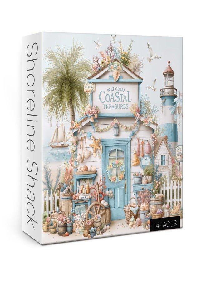 BBOLDIN Beach Cottage Scene for Adults 1000 Piece, Ocean Seaside Cabin Jigsaw Puzzle, Lighthouse Seashell Collection Puzzle - Image 1