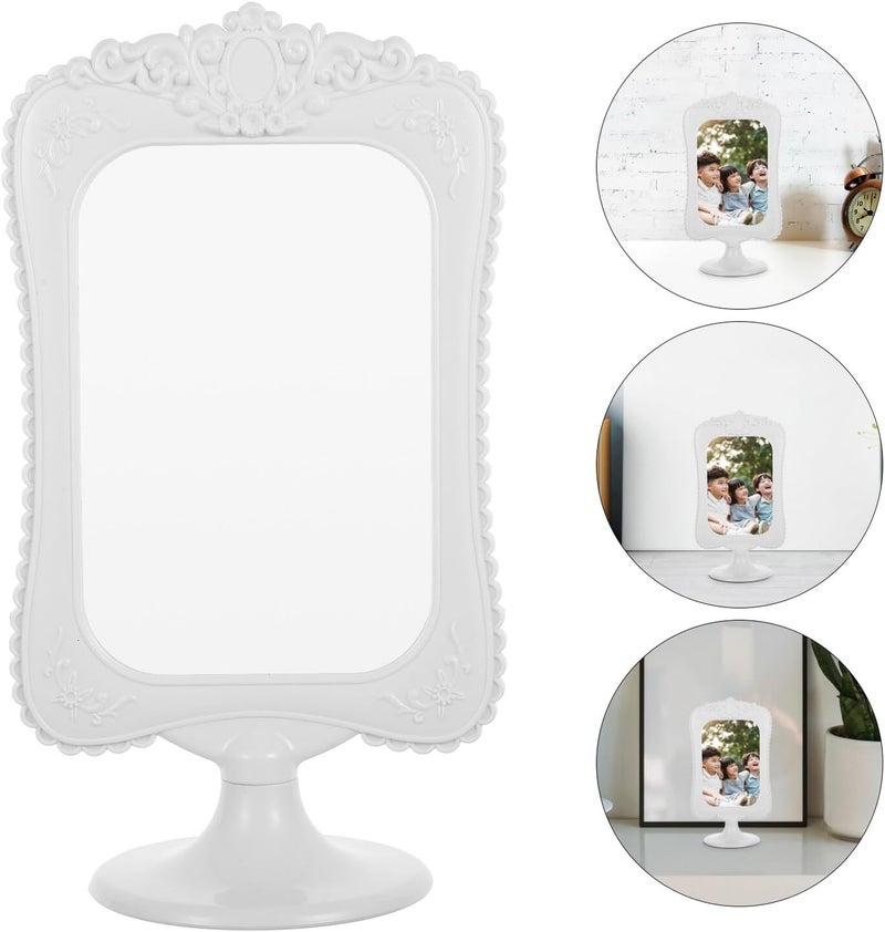 Double Sided Tabletop Photo Frame European Style Decorative Picture Display Stand for Home Office Desk White Frame with Lace Border Rotatable for Versatile Photo Viewing - Image 5