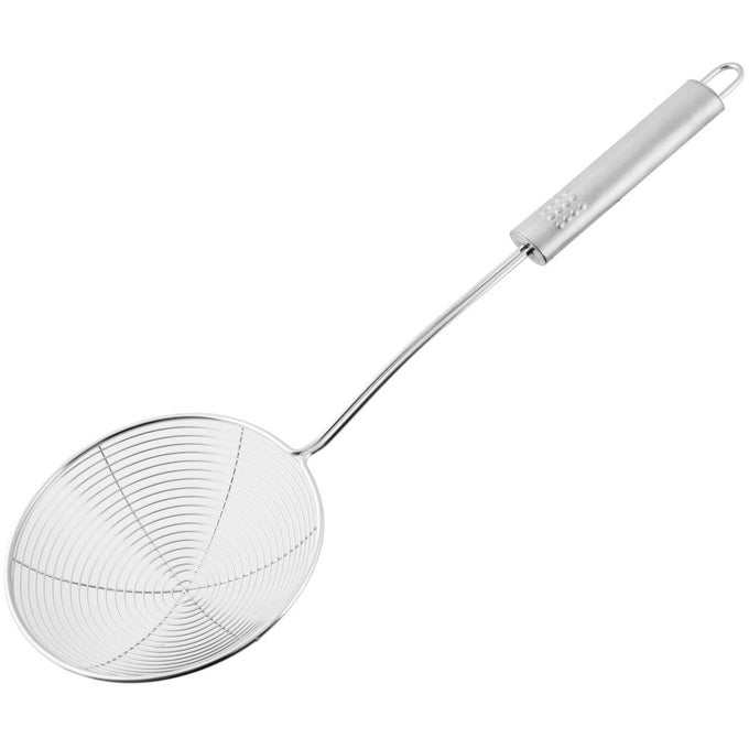 OPAL SKIMMER STRAINING SPOON FRYING STRAINER FINE MESH MEDIUM SPIDER LADLE STAINLESS STEEL 375X12X55CM SILVER