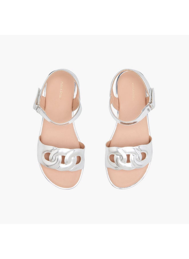 Flora Bella By Shoexpress Girls Cutout Detail Sandals with Hook and Loop Closure  - Image 1