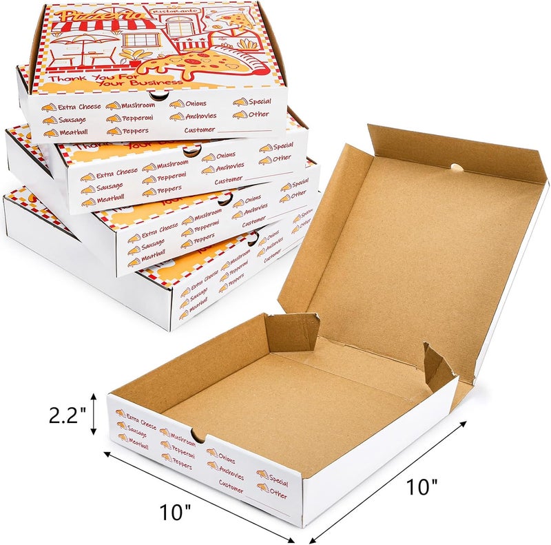 ZEAYEA 40 Pack Pizza Boxes 10 x 10 Inch, White Cardboard Pizza Boxes, Grease Resistant Cardboard Take Out Food Containers for Pizza Party, Cookies, Wedding, Restaurant - Image 2