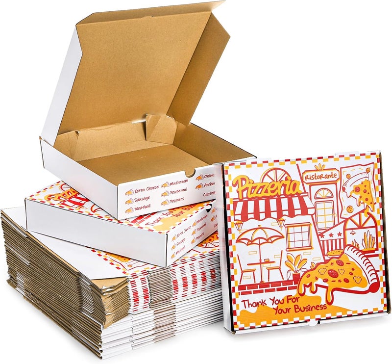 ZEAYEA 40 Pack Pizza Boxes 10 x 10 Inch, White Cardboard Pizza Boxes, Grease Resistant Cardboard Take Out Food Containers for Pizza Party, Cookies, Wedding, Restaurant - Image 3