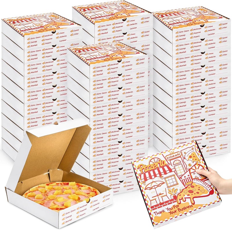ZEAYEA 40 Pack Pizza Boxes 10 x 10 Inch, White Cardboard Pizza Boxes, Grease Resistant Cardboard Take Out Food Containers for Pizza Party, Cookies, Wedding, Restaurant - Image 1