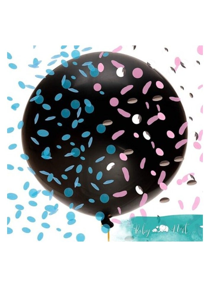 بروماس مجموعة لوازم الحفلات وحفلات استقبال المولود الجديد من بروماس (64 قطعة) - تتضمن بالون كاشف مقاس 91.44 سم، وبالونات قصاصات ورقية، ولافتة، ودعائم للصور والمزيد - Image 3