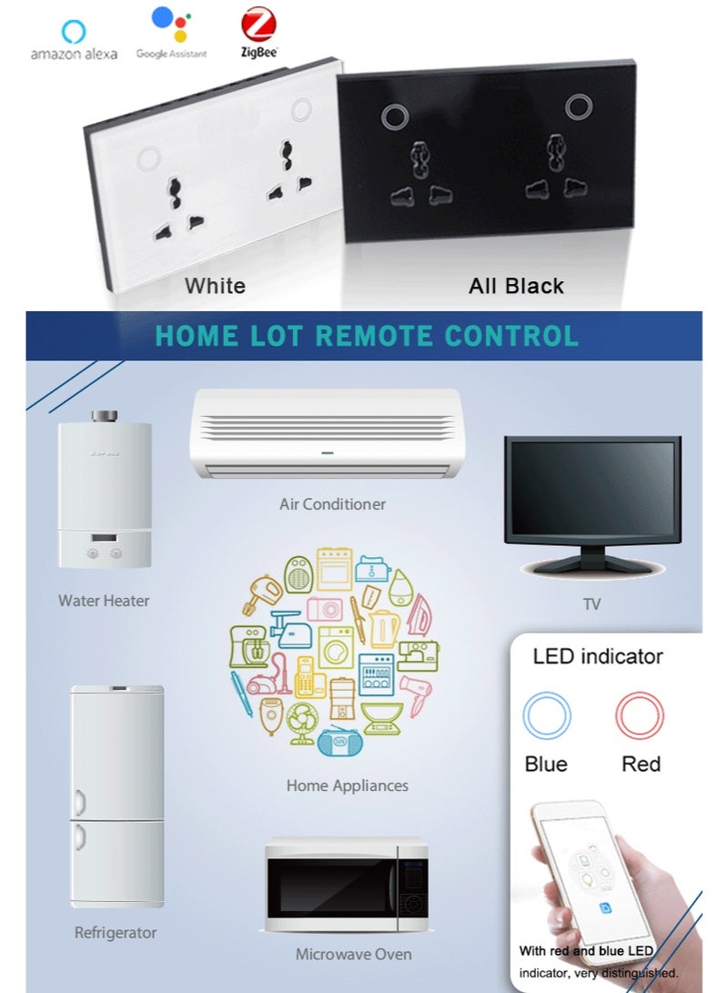 Zigbee 2 Gang Universal Plug Smart Wall Socket Outlet Electricity Monitoring Wireless Remote Alexa Google Home Tuya  - Image 2