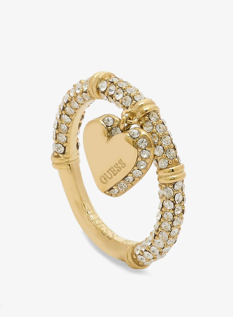 GUESS Heart Charm Pave Ring