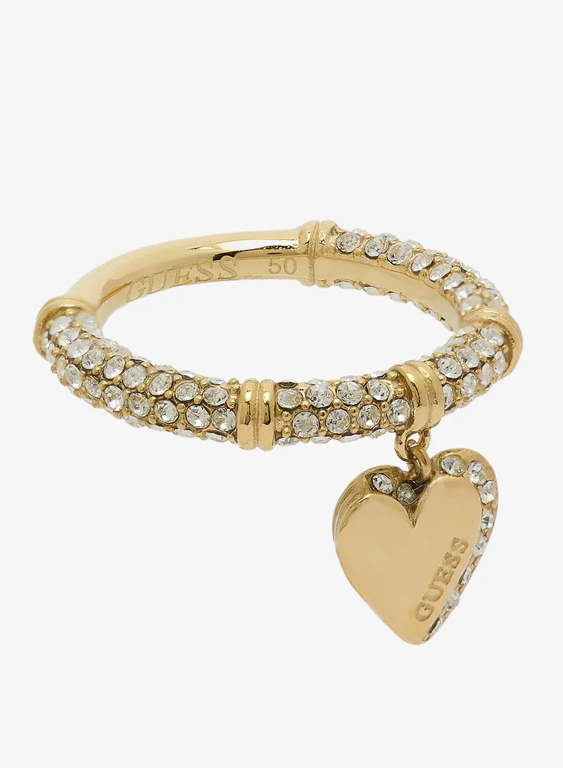 GUESS Heart Charm Pave Ring