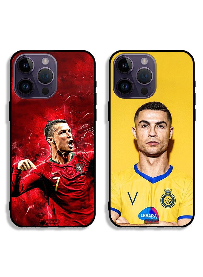 Tolwak Two Cases For Apple iPhone 14 Pro Max Protective Covers Cristiano Ronaldo Yellow and Red - Image 1