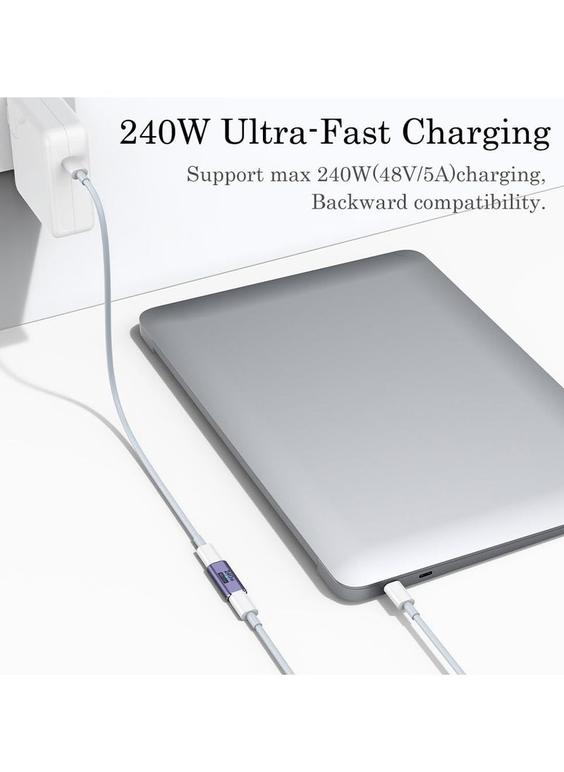 غنافوتو مقرنة USB C بقدرة 240 واط (2 عبوة)، موسع محول USB من النوع C أنثى إلى أنثى متوافق مع Thunderbolt 4/3 يدعم شحن حتى 240 واط ونقل بيانات بسرعة 40 جيجابت في الثانية وفيديو 8K @ 60 هرتز  - Image 2
