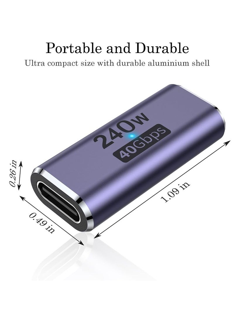 غنافوتو مقرنة USB C بقدرة 240 واط (2 عبوة)، موسع محول USB من النوع C أنثى إلى أنثى متوافق مع Thunderbolt 4/3 يدعم شحن حتى 240 واط ونقل بيانات بسرعة 40 جيجابت في الثانية وفيديو 8K @ 60 هرتز  - Image 3