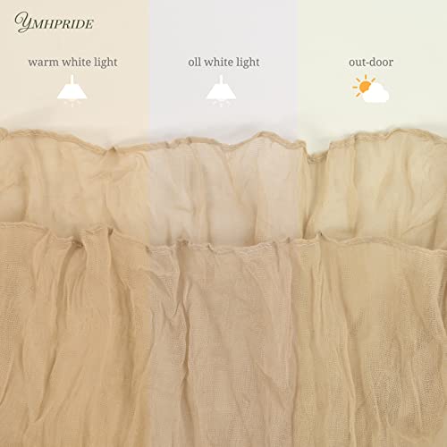 YMHPRIDE 12 Pack Cheesecloth Table Runner 35 x 120 inch Long Boho Cheese Cloth Gauze Table Runners Semi Sheer Table Runner for Wedding Decor, Bridal Shower, Birthday Party (Beige) - Image 5