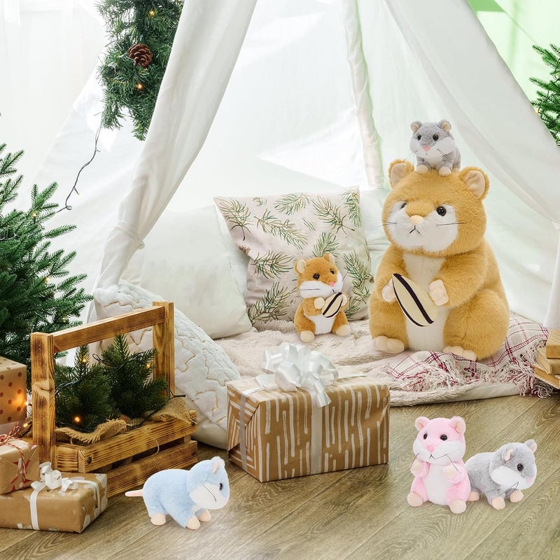 MorisMos Realistic Hamster Stuffed Animal with 4 Surprise Squeaky Babies - 13" Mama Plush Hamster Toy for Kids Girls Boys Birthday Christmas, Educational Family Role Play Gift for Birthday Christmas - Image 4