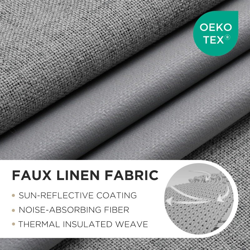 Joydeco Light Grey Blackout Curtains 120 Inches Long  Extra Long Curtains 120 Inch Length 1 Panel for Bedroom  Thermal Insulated Linen Black Out Curtains with Grommets(100x120  Light Grey) - Image 2