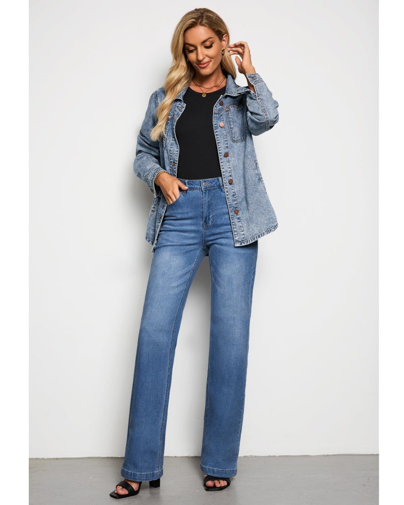 GRAPENT Business Casual Women's Work Pants Western Outfit Tall Jeans Lapis Long Size L 12 14 - Image 5