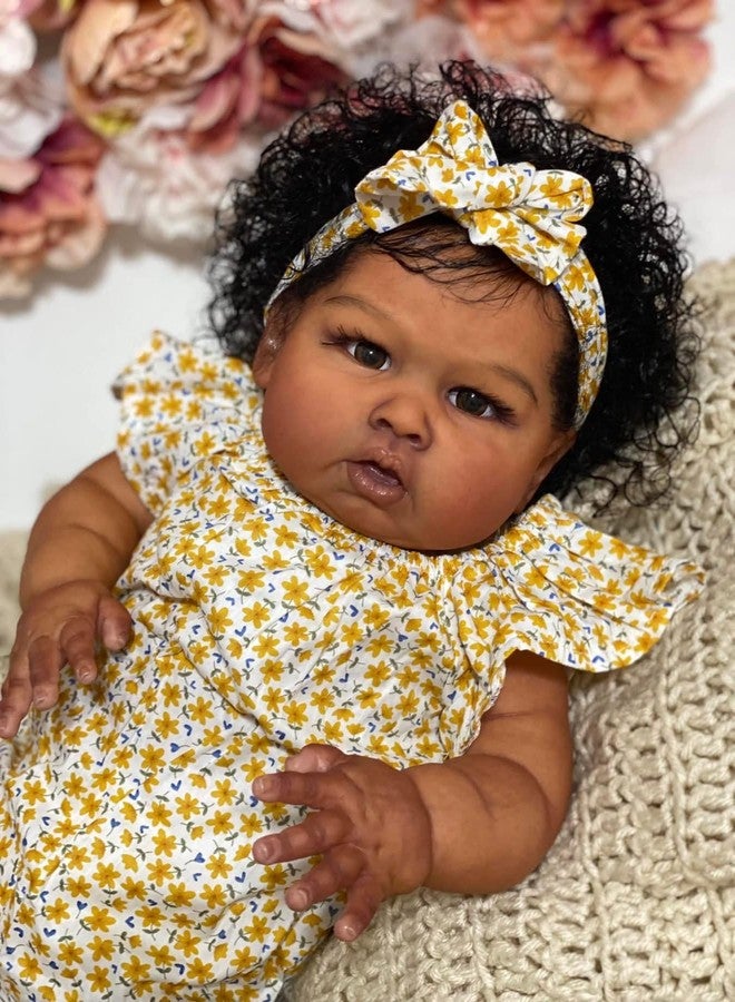 GYCV Reborn Toddler Dolls Black Girl 24 Inch Lifelike Black Reborn Baby Doll with Curly Hair Realistic Toddler Dolls Girl Weighted Real Life Reborn Doll Toys with Accessories Birthday Gift for Kids - Image 3