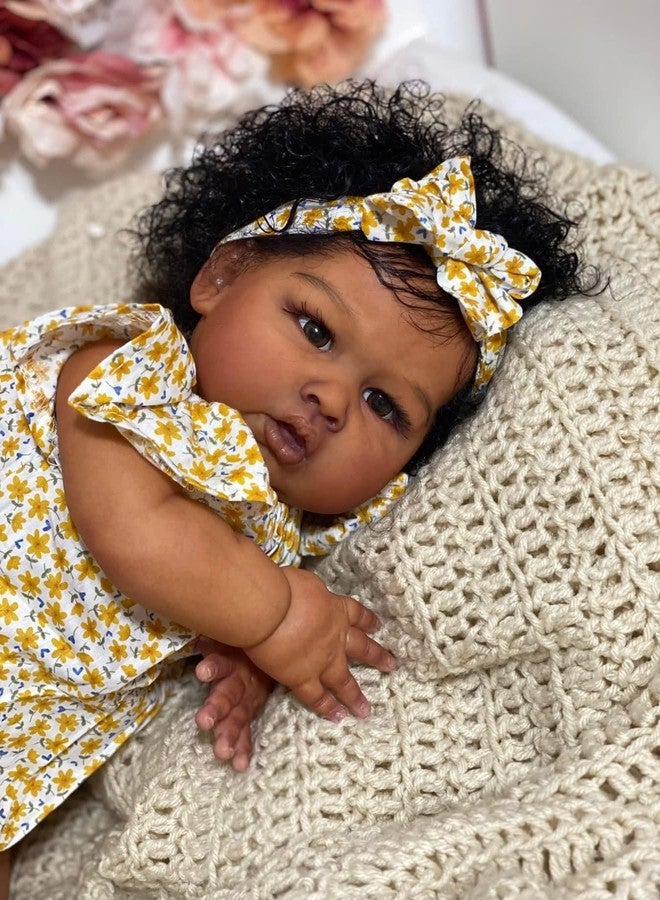 GYCV Reborn Toddler Dolls Black Girl 24 Inch Lifelike Black Reborn Baby Doll with Curly Hair Realistic Toddler Dolls Girl Weighted Real Life Reborn Doll Toys with Accessories Birthday Gift for Kids - Image 5