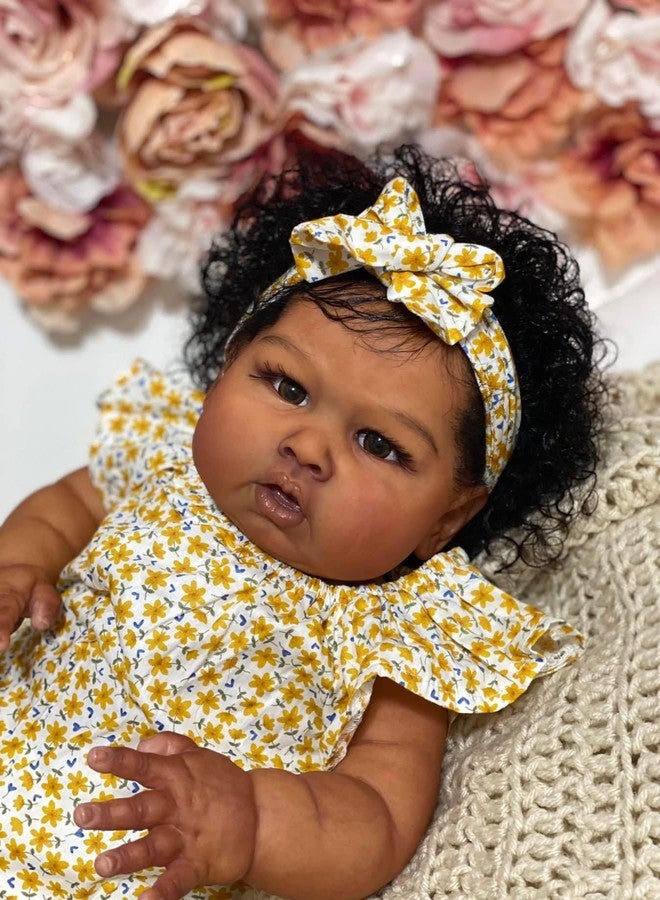 GYCV Reborn Toddler Dolls Black Girl 24 Inch Lifelike Black Reborn Baby Doll with Curly Hair Realistic Toddler Dolls Girl Weighted Real Life Reborn Doll Toys with Accessories Birthday Gift for Kids - Image 4