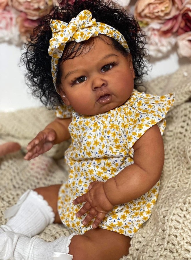 GYCV Reborn Toddler Dolls Black Girl 24 Inch Lifelike Black Reborn Baby Doll with Curly Hair Realistic Toddler Dolls Girl Weighted Real Life Reborn Doll Toys with Accessories Birthday Gift for Kids - Image 2