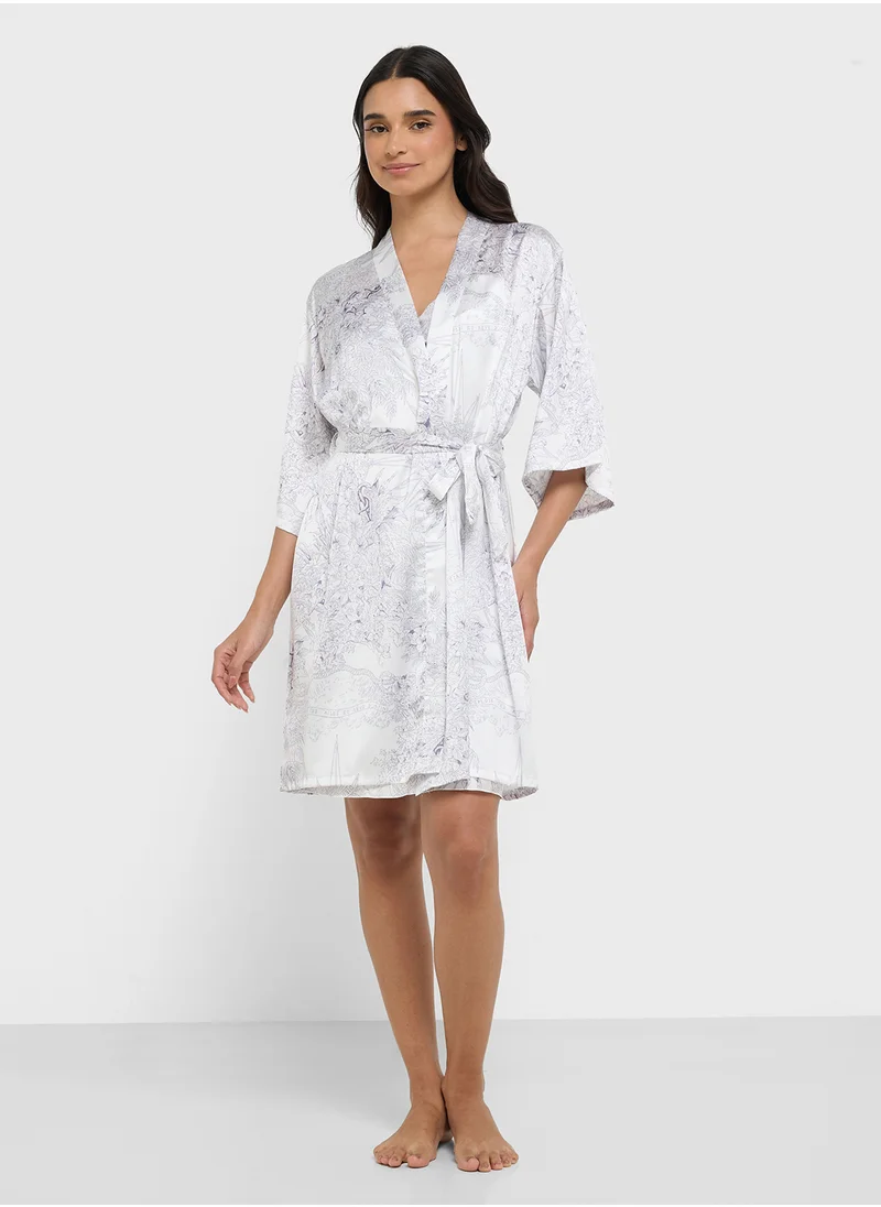 ELLA Printed Night Robe & Slip Dress Set