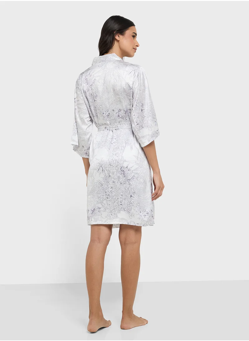 ELLA Printed Night Robe & Slip Dress Set