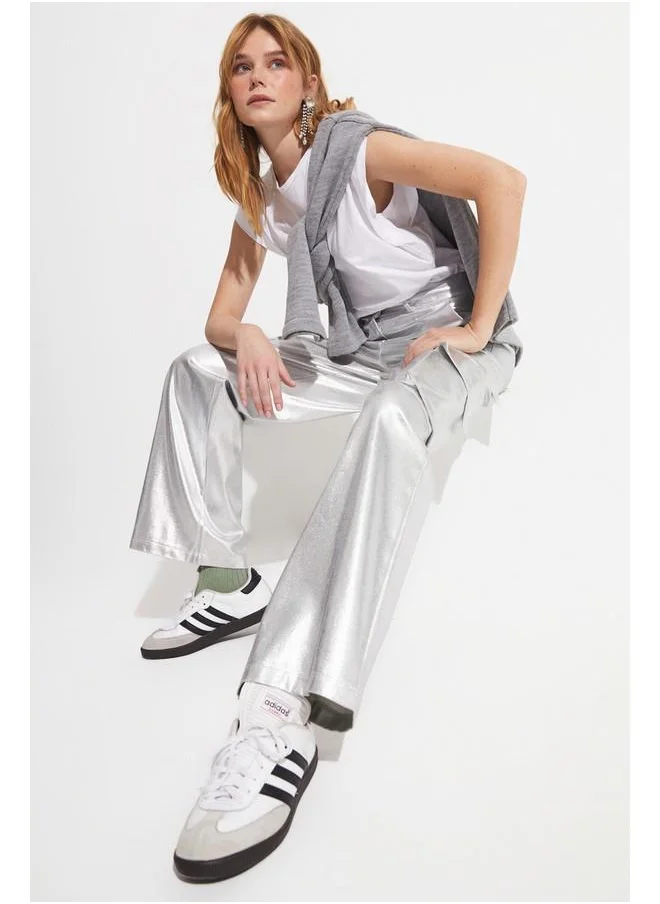 جون June Penny Look Cargo Trouser Silver