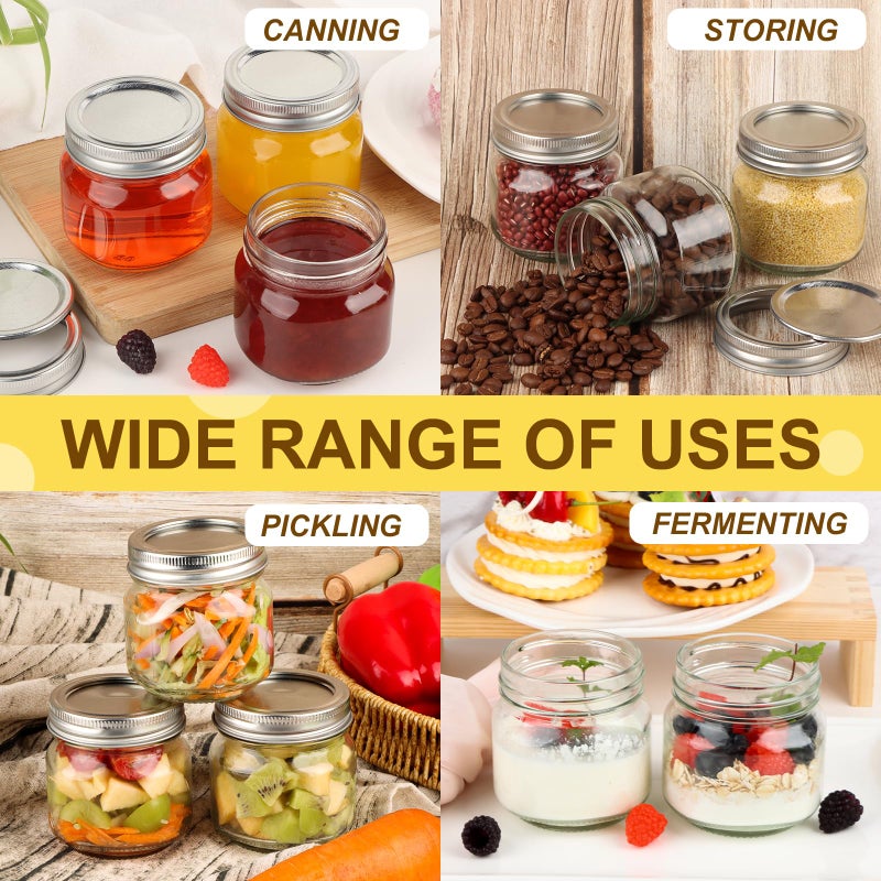 Comrzor 30 Pack Mason Jars 8 oz with Regular Lids and Bands, Small Mason Jars, Half Pint Canning Jars for Jelly Jam Honey DIY Crafts - Image 4