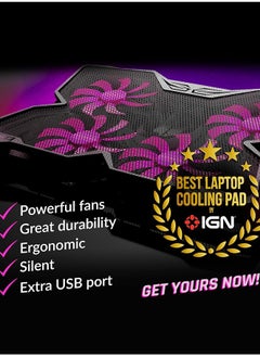 Snooe Laptop Cooling Pad with 4 Silent Cooling Fans and Dual USB Ports for Desks and Laptops, Suitable for Devices up to 17 Inches  - Image 4