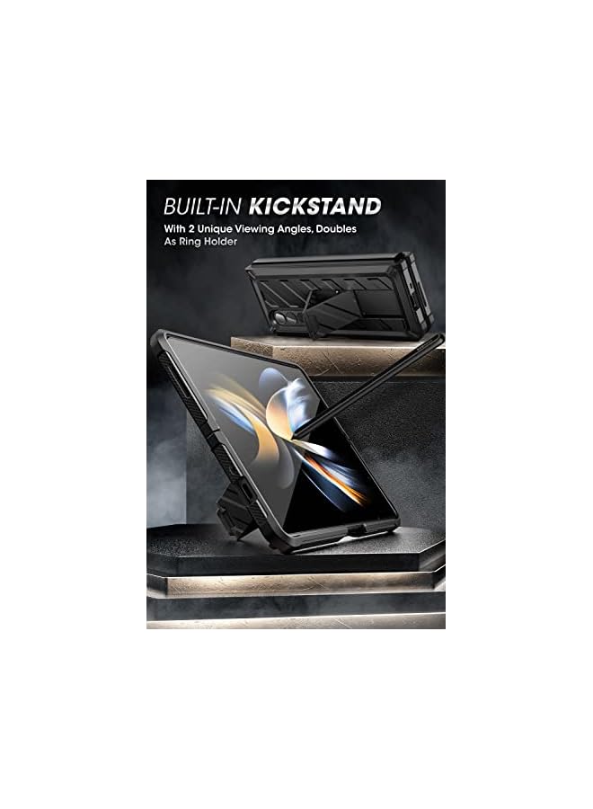 SupCase Unicorn Beetle Case for Galaxy Z Fold 4 5G (2022), [Rugged Belt Clip] Shockproof Protective Case with Built-in Screen Protector & Kickstand (Black) - Image 5