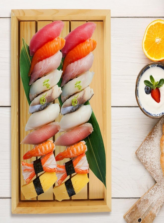 STOBAZA Sushi Tray Japanese Style Wood Sushi Plate Sashimi Serving Board Reusable Serving Tray for Home Restaurant 11.81X7.87X1.96In - Image 2