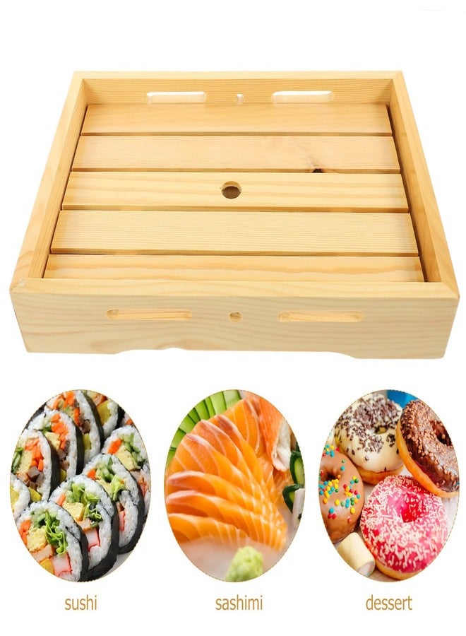 STOBAZA Sushi Tray Japanese Style Wood Sushi Plate Sashimi Serving Board Reusable Serving Tray for Home Restaurant 11.81X7.87X1.96In - Image 4