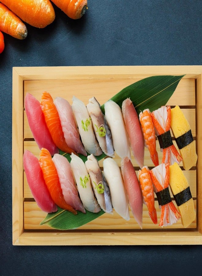 STOBAZA Sushi Tray Japanese Style Wood Sushi Plate Sashimi Serving Board Reusable Serving Tray for Home Restaurant 11.81X7.87X1.96In - Image 3