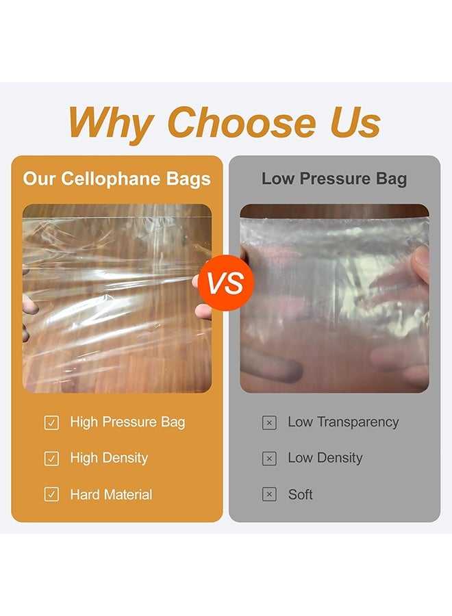 أكياس السيلوفان عبوة من 200 كيس هدايا شفاف وأكياس حلوى السيلوفان مع أربطة مقاس 6 × 10 بوصة كيس حلوى بلاستيكي صغير من السيلوفان لهدايا الحفلات وهدايا عيد الفصح وكعكات التخرج ولفائف الفشار للمخبوزات - Image 4