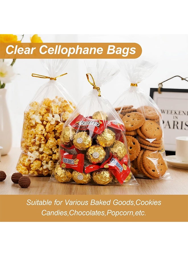 أكياس السيلوفان عبوة من 200 كيس هدايا شفاف وأكياس حلوى السيلوفان مع أربطة مقاس 6 × 10 بوصة كيس حلوى بلاستيكي صغير من السيلوفان لهدايا الحفلات وهدايا عيد الفصح وكعكات التخرج ولفائف الفشار للمخبوزات - Image 3