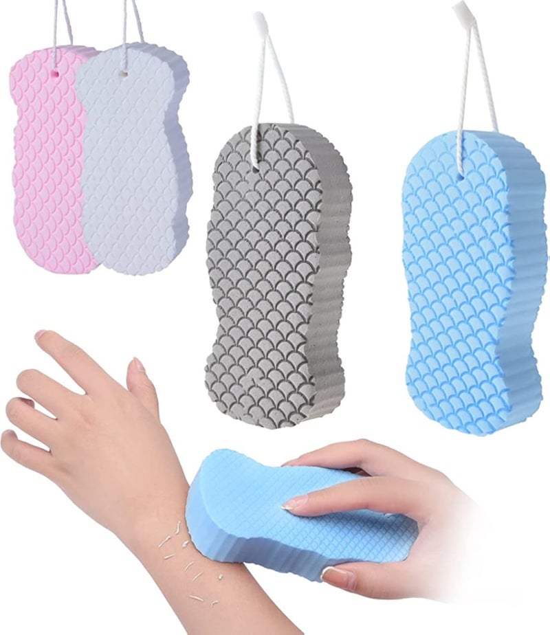 4PCS Soft Exfoliating Bath Sponge, Ultra Soft Bath Body Shower Sponge, Reusable,for Adults Children use (Assorted Colors)