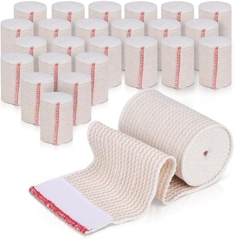 GT Premium Elastic Bandage Wrap (3" 25 Pack) - Hook & Loop Fasteners at Both Ends - Latex Free Hypoallergenic Compression Roll - Reusable Bandages for Waist, Legs, Elbow & Knee Wrap 