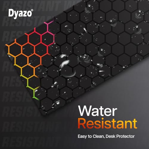 Dyazo Hexagonal Pattern Desk Mat | Water-Resistant Anti-Slip Desk Pad | Extended Gaming Mouse Pad with Rubber Stitched Edges (800mm x 300mm x 3mm) for Laptop & Computer – Black & Orange - Image 3
