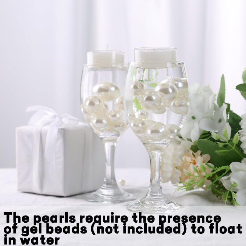 FUTUREPLUSX 200PCS No Hole Pearl Beads, Ivory Pearls for Vase Filler, Floating Candle Decorations, Wedding Party Table Centerpieces & DIY Crafts Decor - Image 3