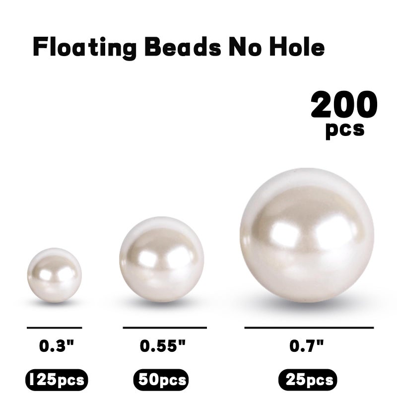 FUTUREPLUSX 200PCS No Hole Pearl Beads, Ivory Pearls for Vase Filler, Floating Candle Decorations, Wedding Party Table Centerpieces & DIY Crafts Decor - Image 2
