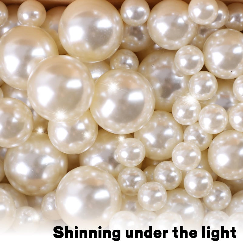 FUTUREPLUSX 200PCS No Hole Pearl Beads, Ivory Pearls for Vase Filler, Floating Candle Decorations, Wedding Party Table Centerpieces & DIY Crafts Decor - Image 4