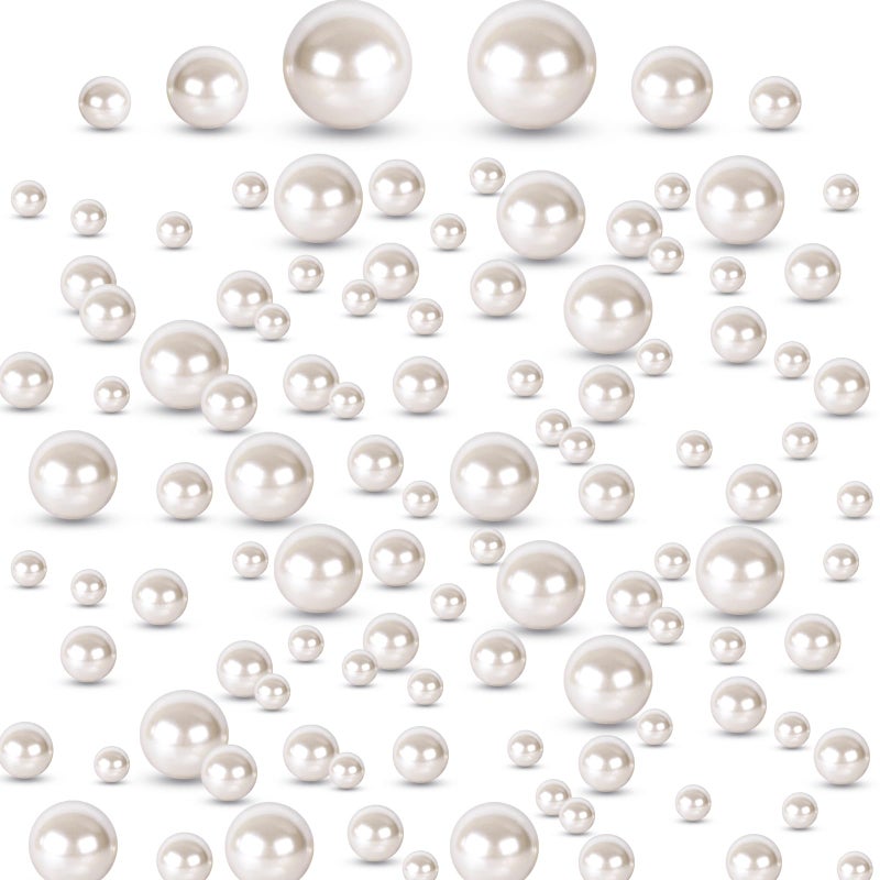 FUTUREPLUSX 200PCS No Hole Pearl Beads, Ivory Pearls for Vase Filler, Floating Candle Decorations, Wedding Party Table Centerpieces & DIY Crafts Decor - Image 1