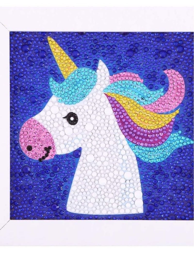 كابتن تيك DIY 5D Diamond Painting Kit, DELFINO Unicorn Crafts Kits Diamond Painting Full Drill Kits Kids Adults Beginner with White Frame Embroidery Mosaic Making for Home Wall Decoration Birthday Gift - Image 1