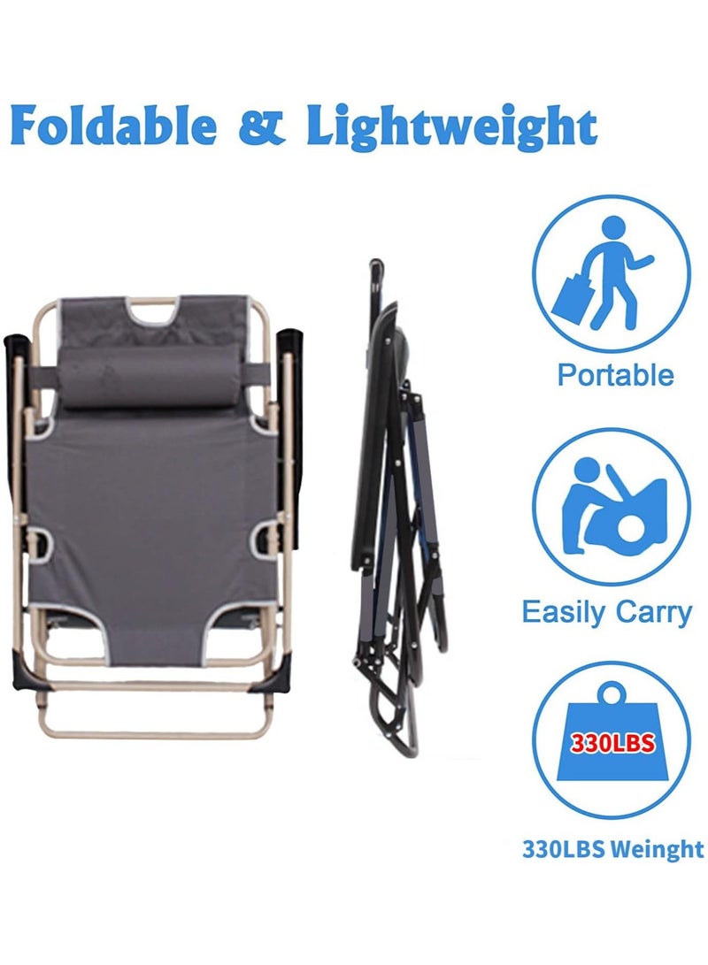 Outdoor Recliner,Folding Chair,Lounge Chair,Camping Chair,Beach Chair,Adjustable Chair for Camping Picnic Pool Beach Backyard (Grey)